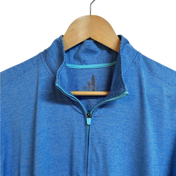 Johnnie-O Active Top Mens XL Blue Stripe Pullover 1/2 Zip Athleisure Sweater - Picture 2 of 6